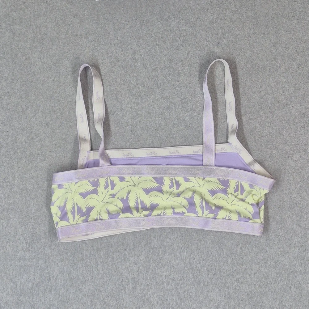 PINK Victoria's Secret Women Bra Large Purple Floral Bralette Wireless Strap